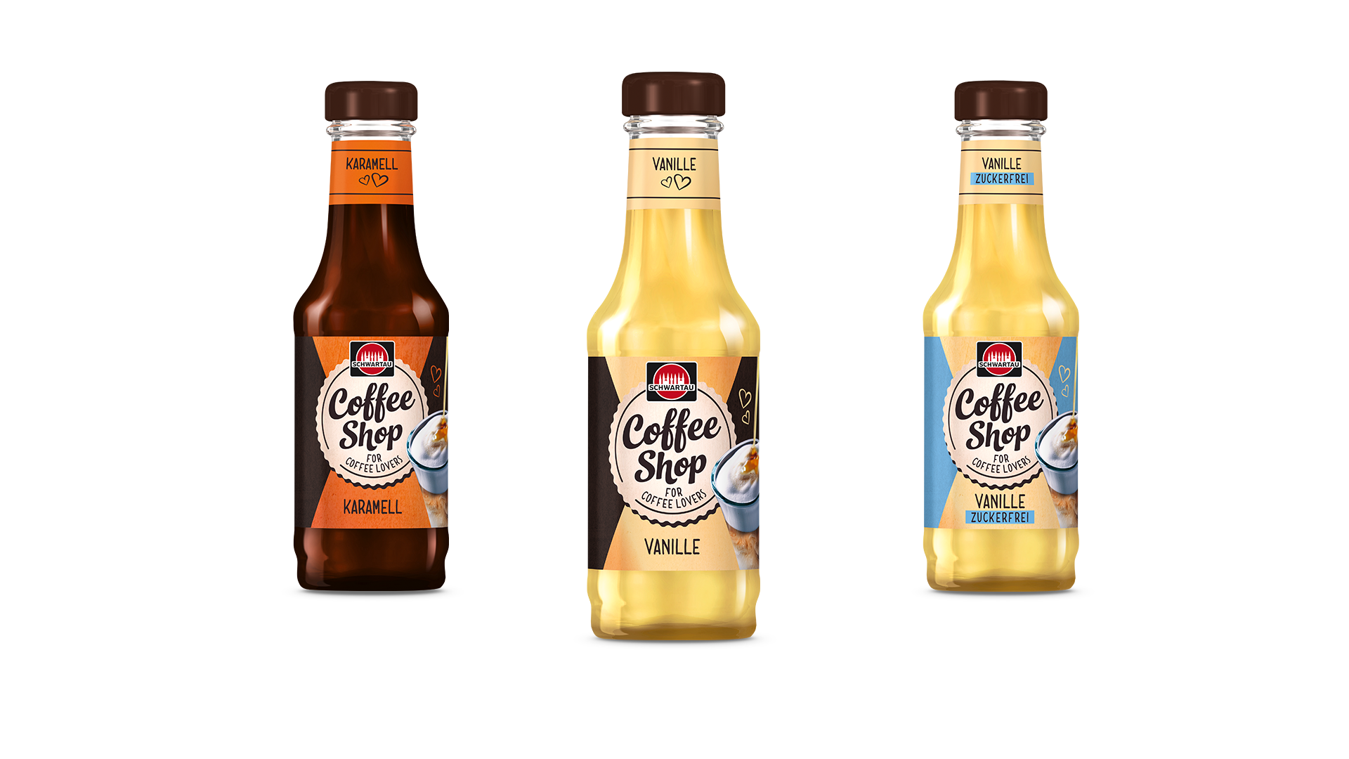 Sirup Set Schwartau Coffee Shop Sirup Karamell Zuckerfrei - 4er Pack á 200ml, Für Kaffee & Desserts Ohne Zucker Sirup